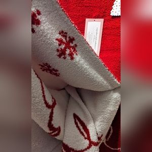 Cupcakes and Cashmere Reversible Fa La La Throw Blanket Red White Snowflake